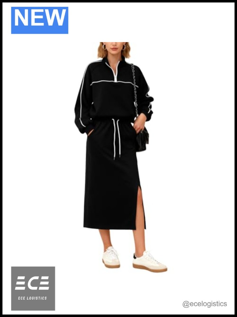 Women's Long Sleeve Polo Skirt Set with Pockets Comfortable Two-Piece Outfit